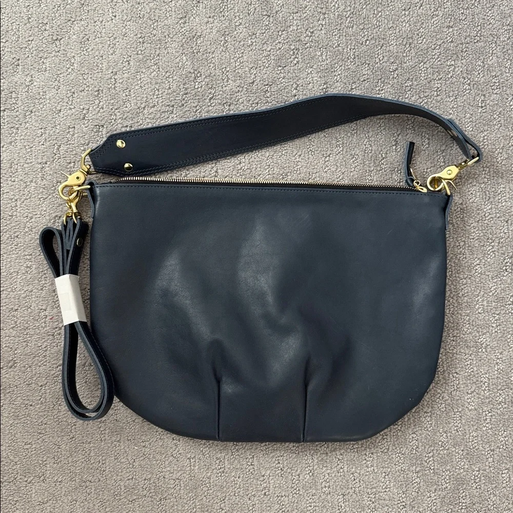 Clare V Moyen Messenger in Blue Leather - Picture 2 of 6